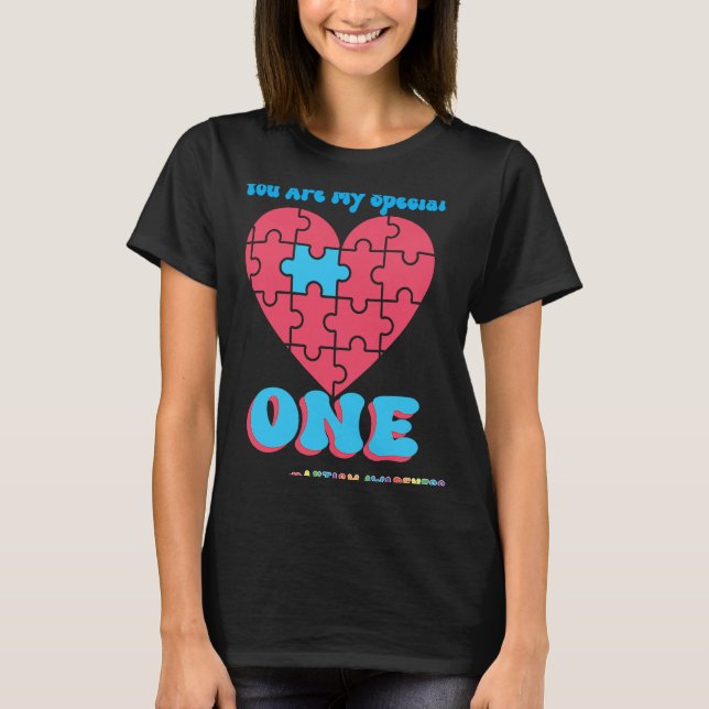 Du är min speciella ett band-pussel Autism Awaren T Shirt (Framsida)