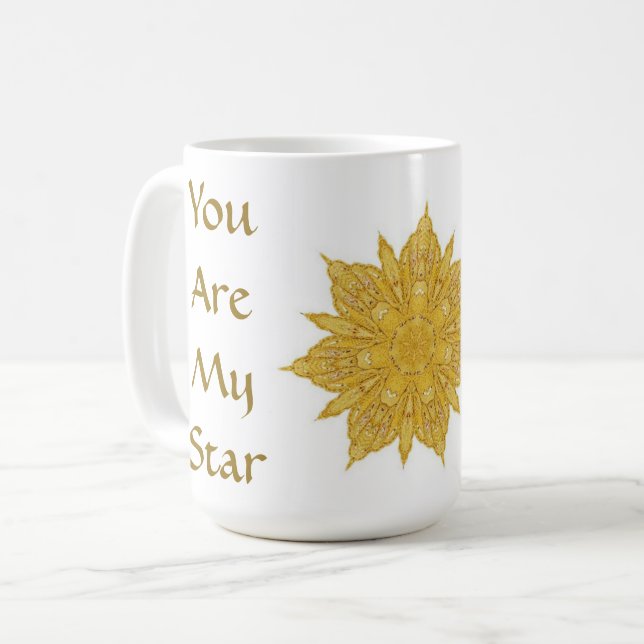 Du är min stjärna alltid Golden White Kaffemugg (Framsida vänster)