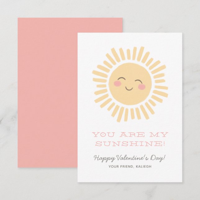 Du är min Sunshine Kids klassrumsvalentinsdag Anteckningskort (Fram/baksida)