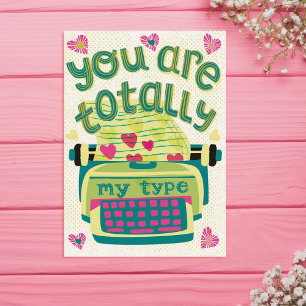 Du är min typ 1 Rosa Hearts Valentine Helgkort