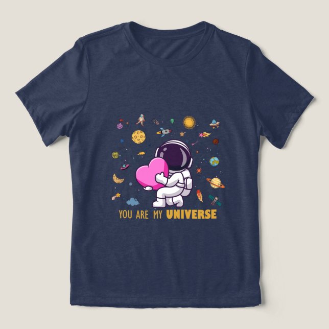 Du är min universum - Cute Astronaut Space Kärlek T Shirt (Design Framsida)