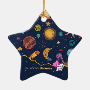 Du är min universum - Cute Rymden Kärlek Julgransprydnad Keramik