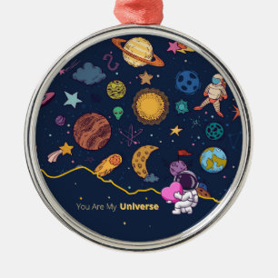 Du är min universum - Cute Rymden Kärlek Julgransprydnad Metall