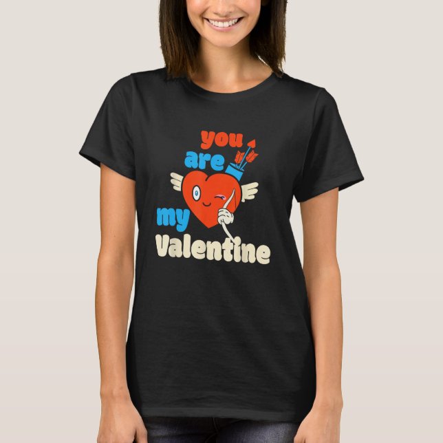 Du är min Valentine Cupid Heart Arrow Lycklig Vale T Shirt (Framsida)