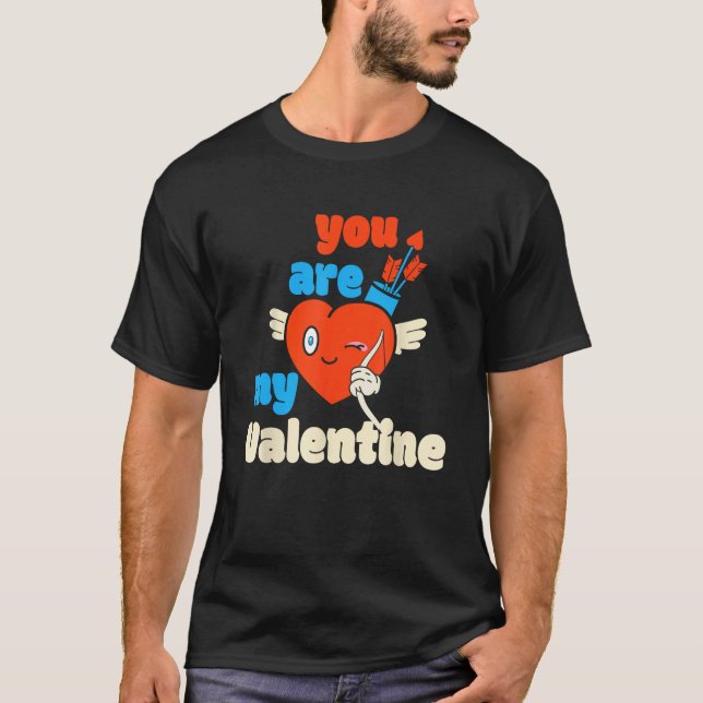 Du är min Valentine Cupid Heart Arrow Lycklig Vale T Shirt (Framsida)