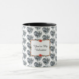 Du är min Valentine Heart Diamond Coffee Mugg