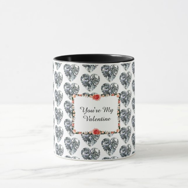Du är min Valentine Heart Diamond Coffee Mugg (Center)