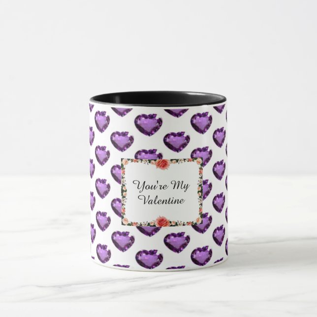 Du är min Valentine Rosa Heart Coffee Mugg (Center)