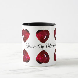 Du är min Valentine Ruby Heart Coffee Mugg
