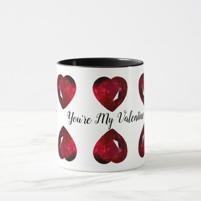 Du är min Valentine Ruby Heart Coffee Mugg (Center)
