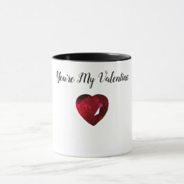 Du är min Valentine Ruby Heart Coffee Mugg