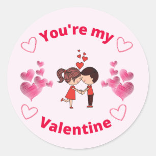 Du är min Valentine Runt Klistermärke
