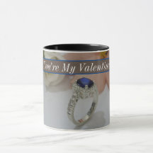 Du är min Valentine Sapphire Diamond Coffee Mugg