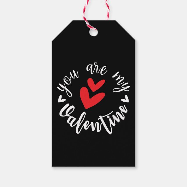 Du är min Valentine, två små hjärtan Presentetikett (Framsidan)