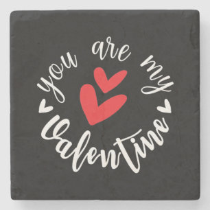 Du är min Valentine, två små hjärtan Stenunderlägg