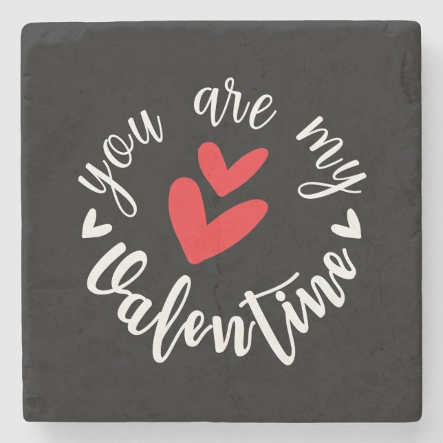 Du är min Valentine, två små hjärtan Stenunderlägg (Framsidan)