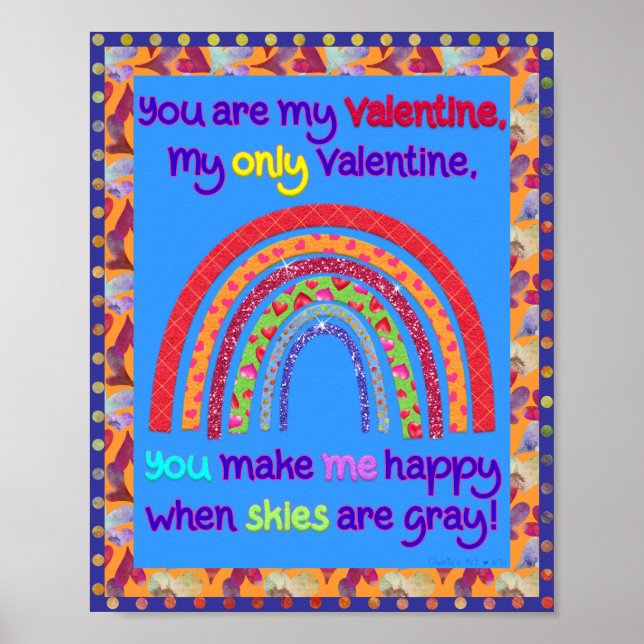 Du är min Valentine Whimsical Rainbow Poster (Framsidan)
