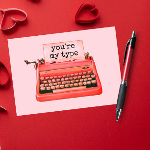 Du är min Vintage Red Typewriter Nostalgic Helgkort