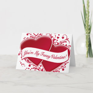 Du är min ynkliga Valentine! Red Hearts Helgkort