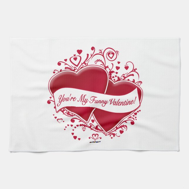 Du är min ynkliga Valentine! Red Hearts Kökshandduk (Horisontell)