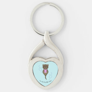 Du är min yttre halva twisted heart silverfärgad nyckelring