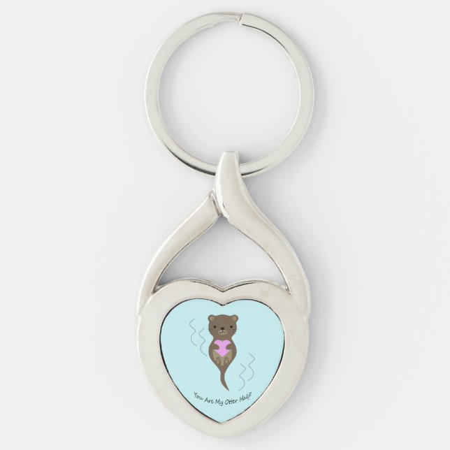 Du är min yttre halva twisted heart silverfärgad nyckelring (Framsidan)