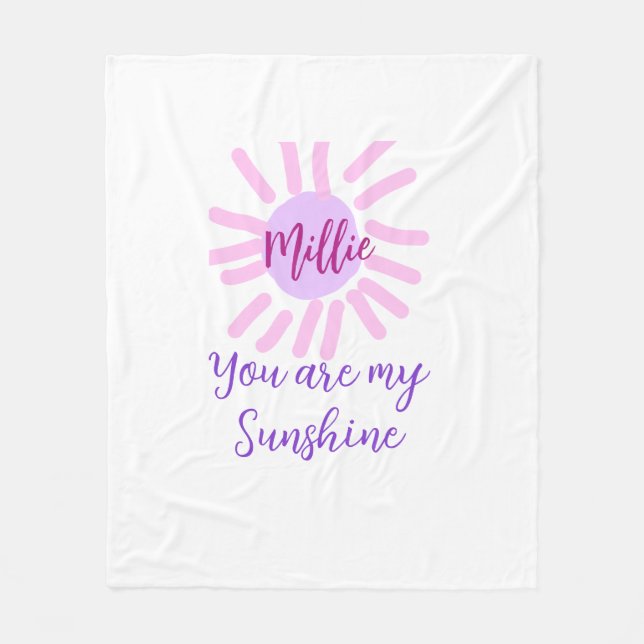 Du är mina solstrålar i lila rosa pastel sol fleecefilt (Framsidan)