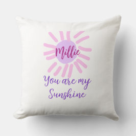 Du är mina solstrålar i lila rosa pastel sol kudde