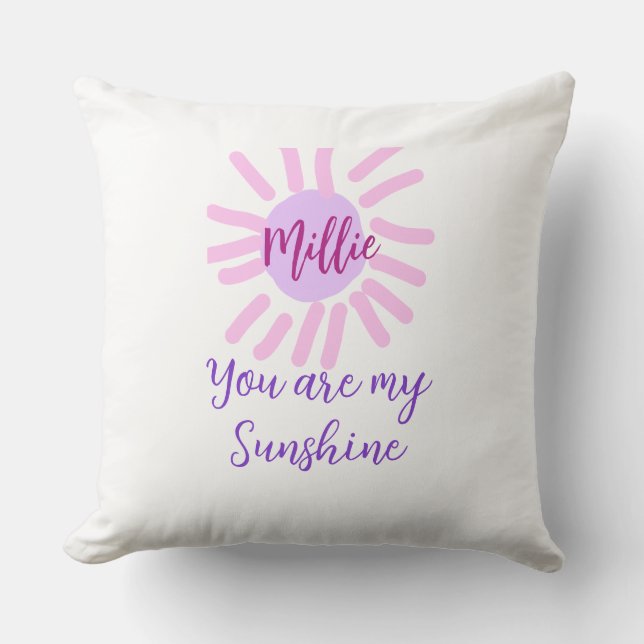 Du är mina solstrålar i lila rosa pastel sol kudde (Framsida)