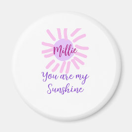 Du är mina solstrålar i lila rosa pastel sol magnet