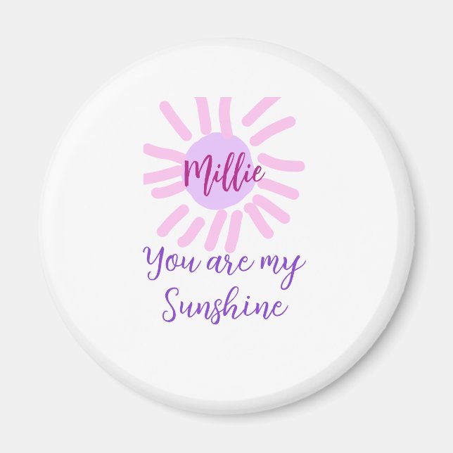 Du är mina solstrålar i lila rosa pastel sol magnet (Framsidan)