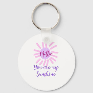 Du är mina solstrålar i lila rosa pastel sol nyckelring