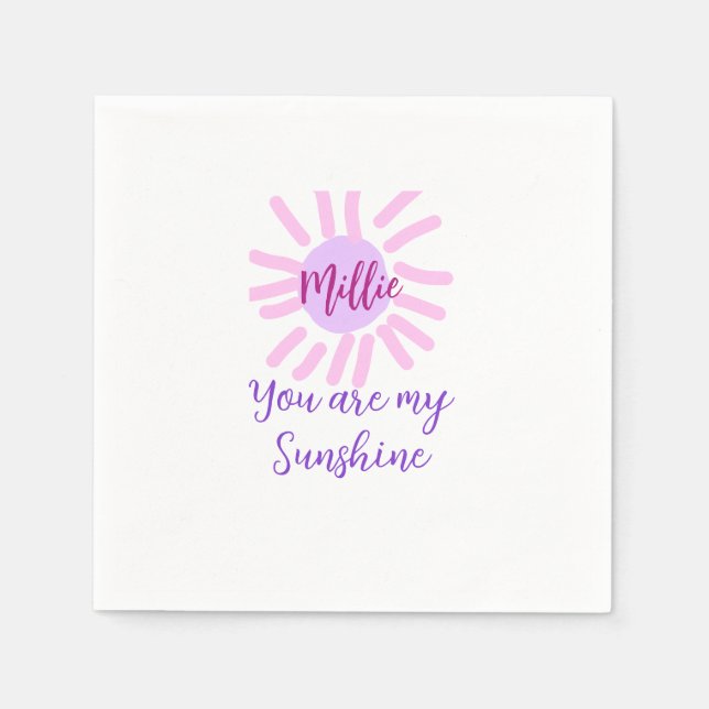 Du är mina solstrålar i lila rosa pastel sol pappersservett (Framsidan)