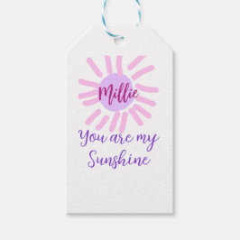 Du är mina solstrålar i lila rosa pastel sol presentetikett