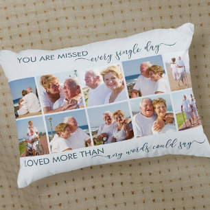 Du är Missad med 10 Bild Collage Blue Memorial Prydnadskudde