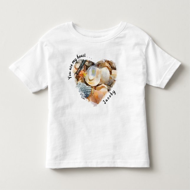 Du är mitt hjärta. . .Seashells på Beach Sand T Shirt (Framsida)