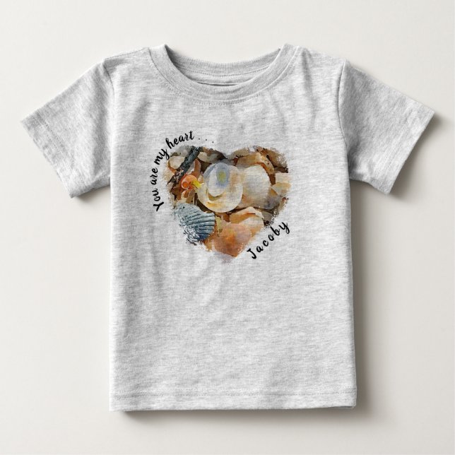 Du är mitt hjärta. . .Seashells på Beach Sand T Shirt (Framsida)