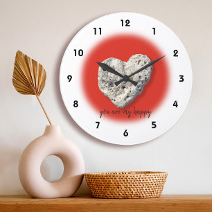 Du är mitt Lycklig-citat Hawaii Coral Heart Photo Stor Klocka