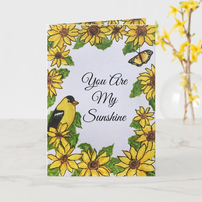 Du är mitt solljus-Tack-schaktkort Kort (Gul blomma)