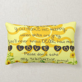 Du är mitt solsken med blommor i gult lumbarkudde