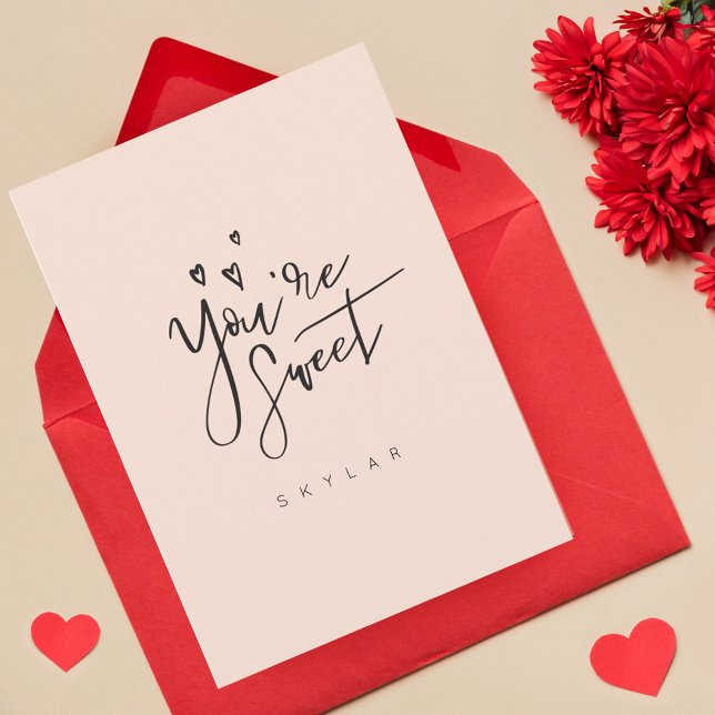 Du är , modern, kalligrafi Valentine Helgkort (You're Sweet Blush Modern Calligraphy Valentine Holiday Card)