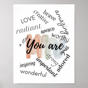 Du är Motiv inspirationsposition för Ord Poster
