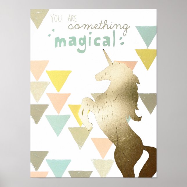 Du är något magiskt Guld Unicorn Poster (Framsidan)