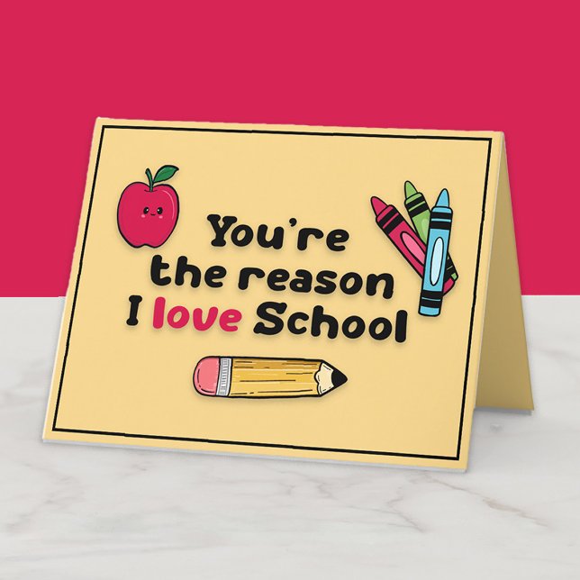 Du är orsak till att jag uppskattar Kärlek-lärarex Tack Kort (You're the reason I love school teacher appreciation card with space for a gift card)