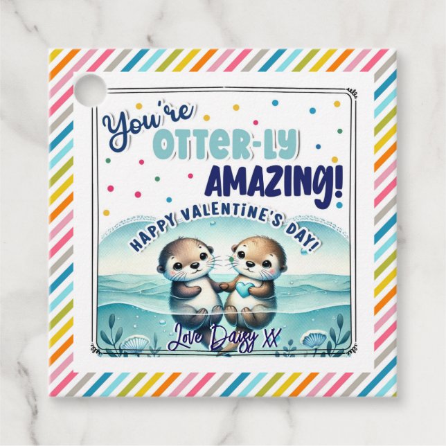"Du är Otterly Fantastisk" Valentine Gift Märkre Gåvor Etiketter (Framsida)