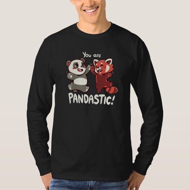 Du är Pandastic High Five Röd Panda och Panda T Shirt (Framsida)