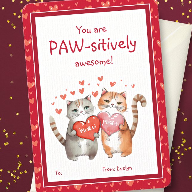 Du är Pawsitive Fantastisk Classroom Valentines Anteckningskort (Skapare uppladdad)