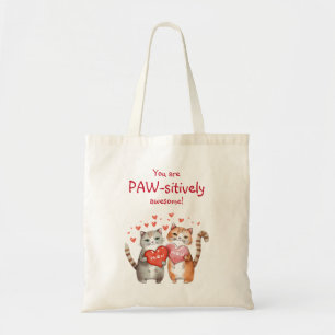 Du är Pawsitive Fantastisk Red and Rosa Cat Tygkasse