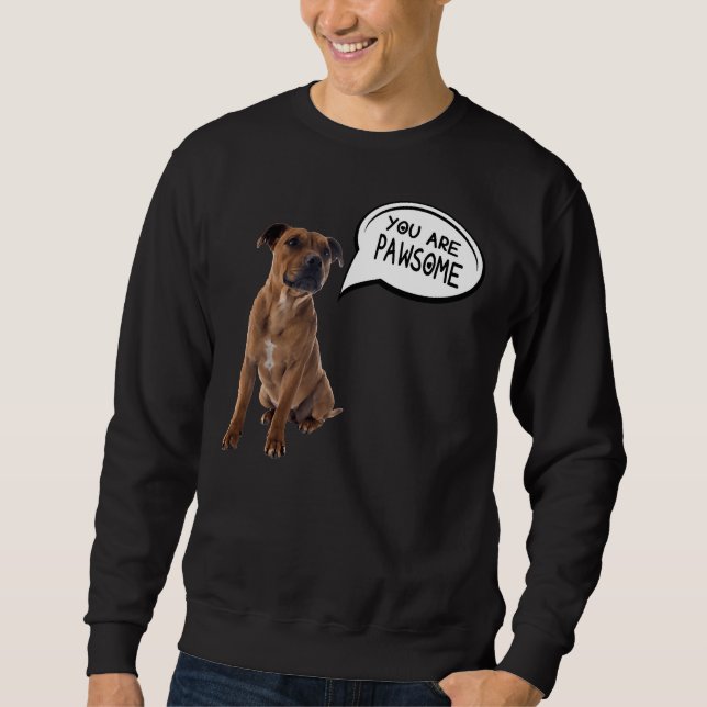 Du är Pawsome Pitbull Lång Ärmad Tröja (Framsida)