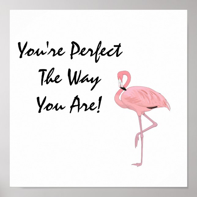 Du är perfekt Flamingo Acceptans Affirmation Poster (Framsidan)